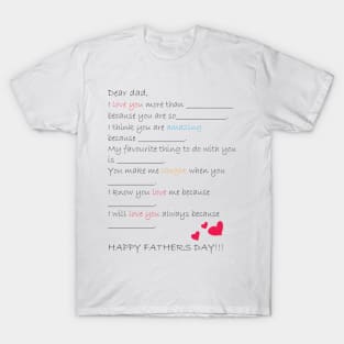 dear dad, with hearts T-Shirt